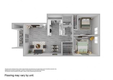 2x1 Two Bedroom One Bathroom at River Oaks Apartments